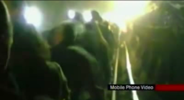 A screengrab taken from an eyewitness video used in a BBC News report on 7th July 2005. The person who captured the video was not credited on screen