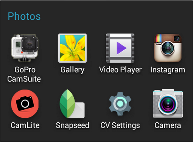 EyeWitness and Camera V as they appear on the Android phone menu 