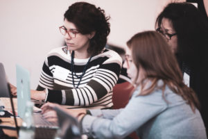 At the May 2018 bootcamp: pictured left is Marina Menezes, executive editor at Nexo Jornal, during the bootcamp.