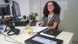 Alessandra Monnerat at her desk at the Brazilian news organisation Estadão