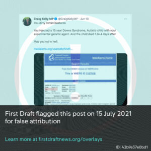 Australian MP Craig Kelly falsely attributed a VAERS report