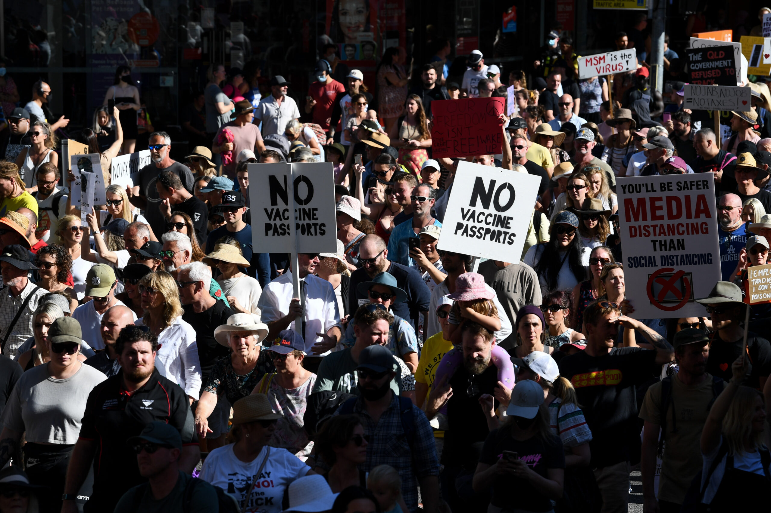 Australian antilockdown protesters appropriate 'my body, my choice'