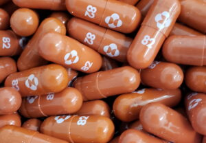 A handout photo of an experimental COVID-19 treatment pill, called molnupiravir and being developed by Merck & Co Inc and Ridgeback Biotherapeutics LP