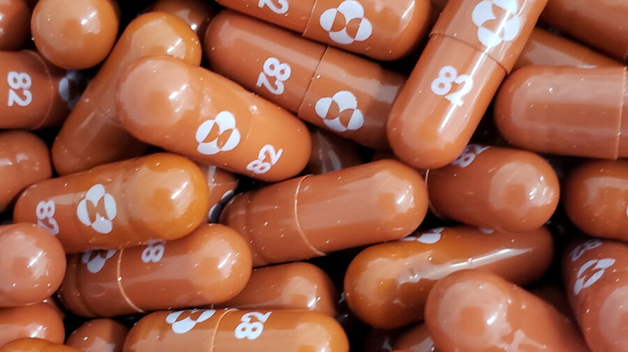 A handout photo of an experimental COVID-19 treatment pill, called molnupiravir and being developed by Merck & Co Inc and Ridgeback Biotherapeutics LP