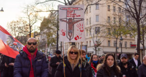Participants of the protest against the government’s corona measures announced in Vienna, Austria