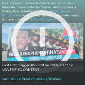 Mobile billboard claiming that South Australian Senator Nick Xenophon is "China's puppet"